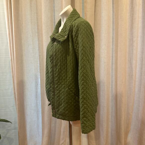 Green Eileen Fisher Quilted Silk Jacket sz S Lightweight Jacket - Picture 9 of 11